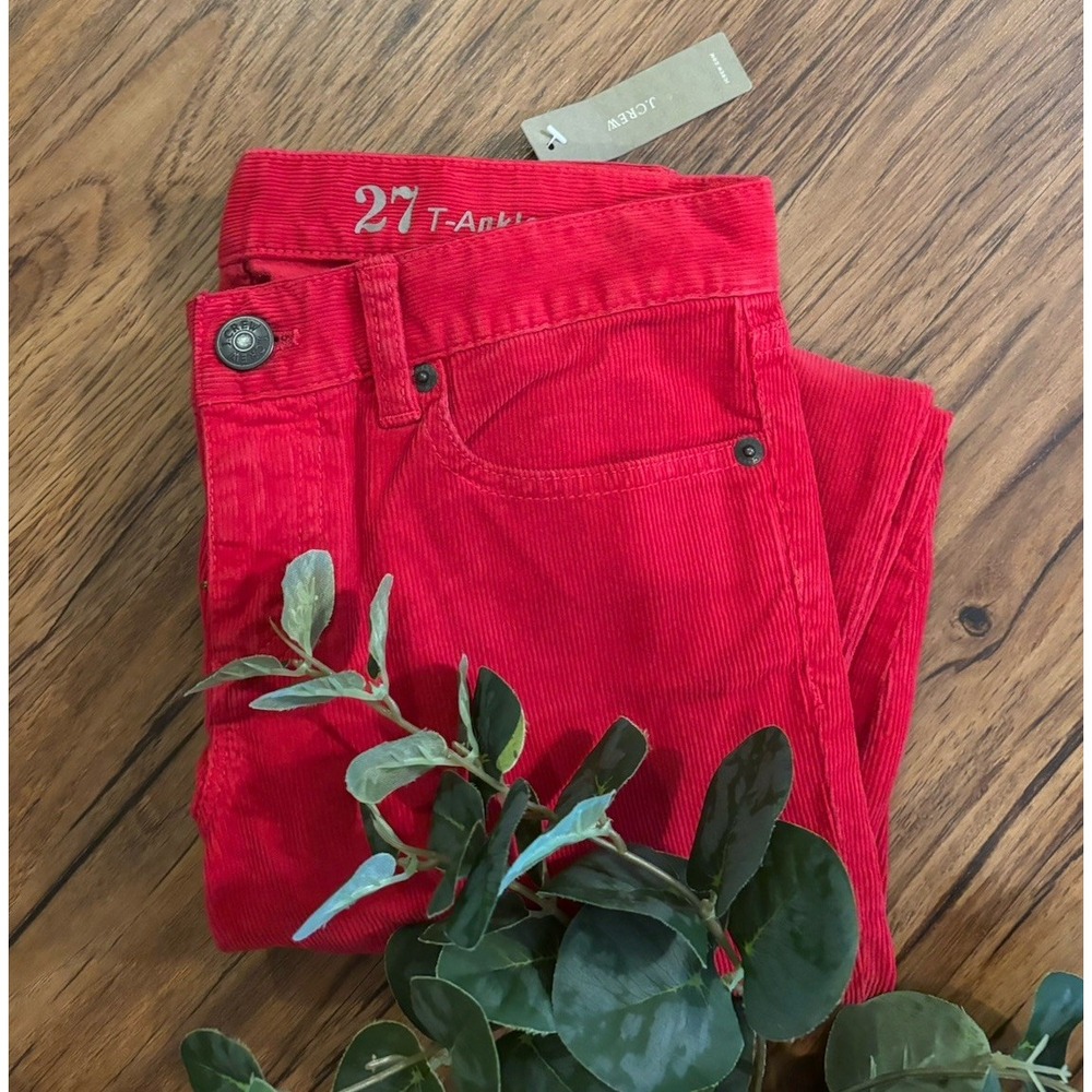 NWT TALBOTS Toothpick Corduroy Pants 27 T-Ankle Red New